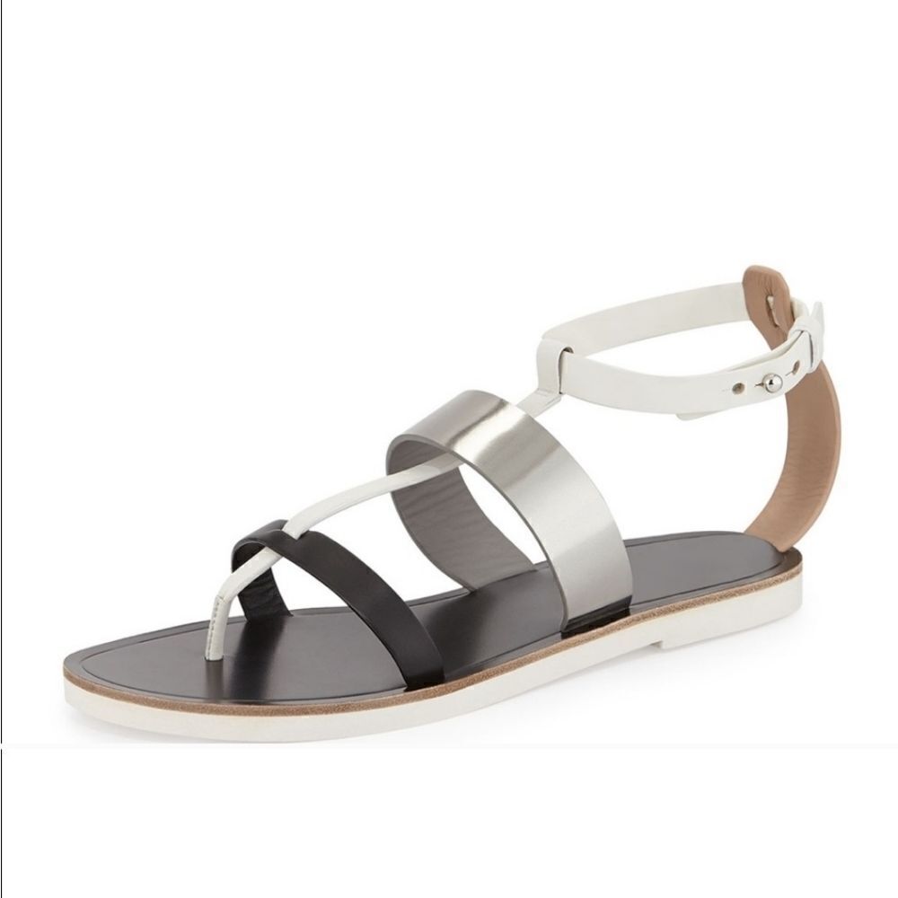 Vince Crete Multicolor Gladiator 3 Strap Leather Thong Sandal, Size 7